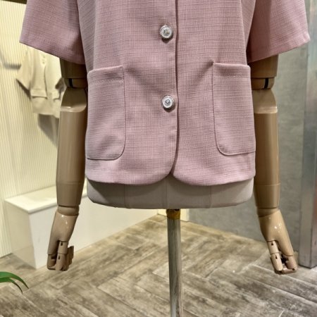 포켓 단추 라운드 자켓