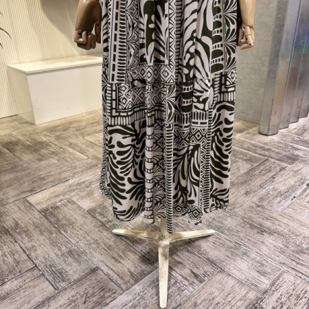 밴딩 프린트 롱 원피스