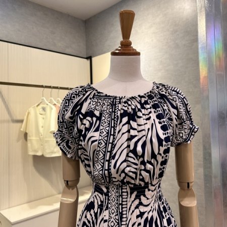 프린트 밴딩 롱 원피스