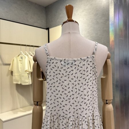 V넥 이단 셔링 민소매 원피스