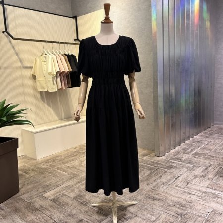 셔링 밴딩 라운드 원피스