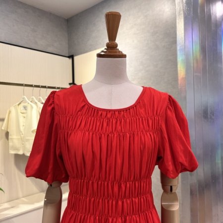 셔링 밴딩 라운드 원피스