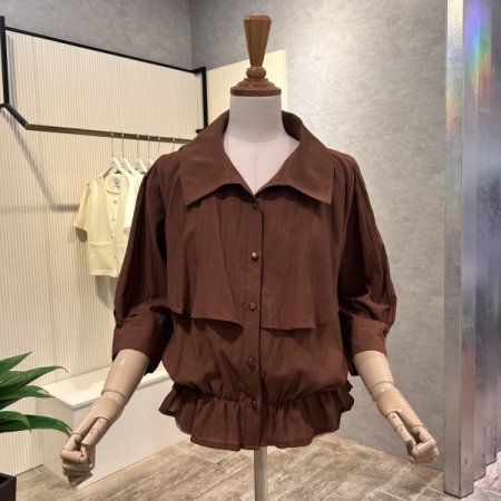 카라 밴딩 셔링 언발 블라우스