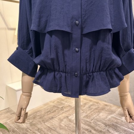 카라 밴딩 셔링 언발 블라우스