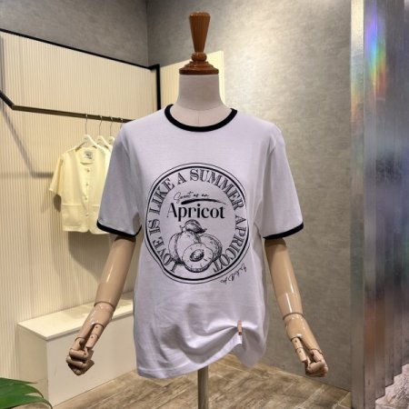 배색 라인 레터링 티셔츠