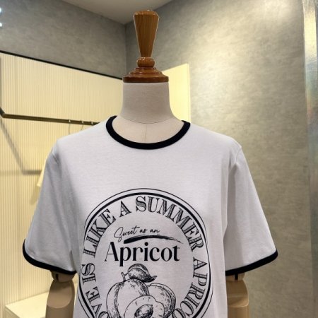 배색 라인 레터링 티셔츠