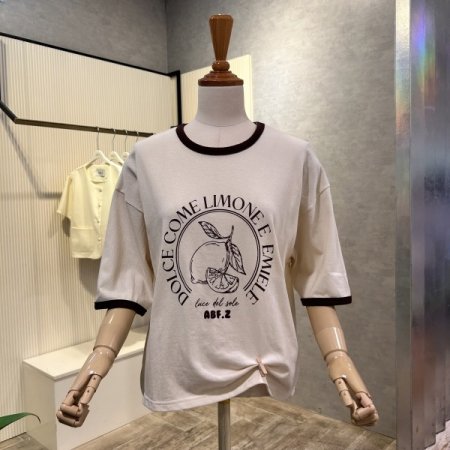 레터링 배색 라인 티셔츠