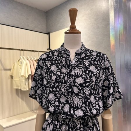 프린트 단추 스트랩 원피스