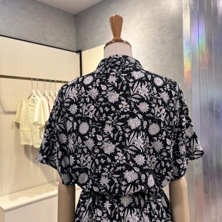 프린트 단추 스트랩 원피스