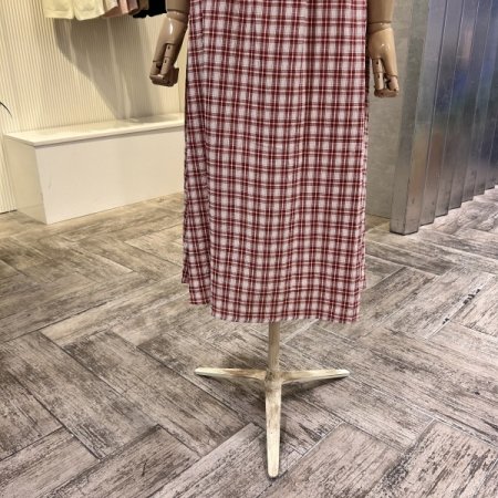 체크 카라 레이스 라인 원피스