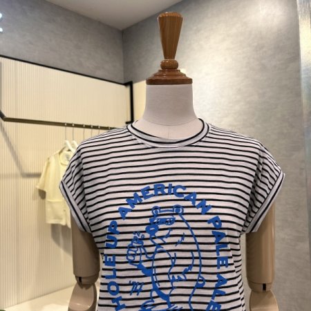 레터링 배색 캡소매 티셔츠