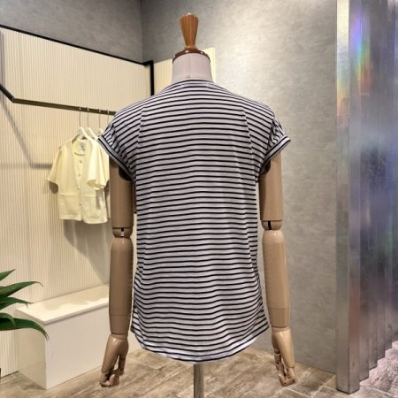 레터링 배색 캡소매 티셔츠