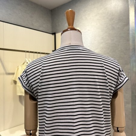 레터링 배색 캡소매 티셔츠