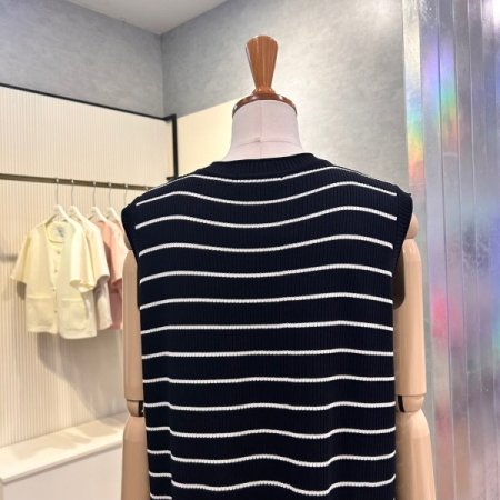 니트 스트라이프 민소매 원피스