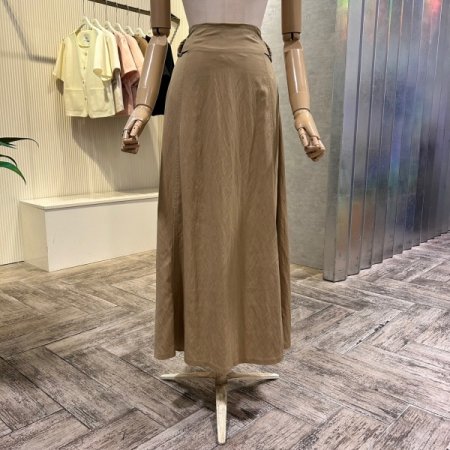 A라인 사이드 벨티드 롱 스커트