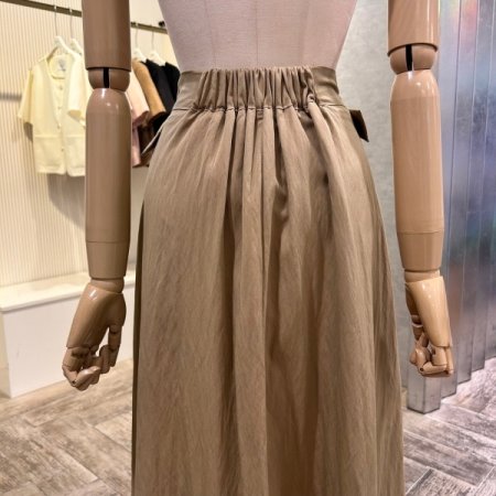 A라인 사이드 벨티드 롱 스커트