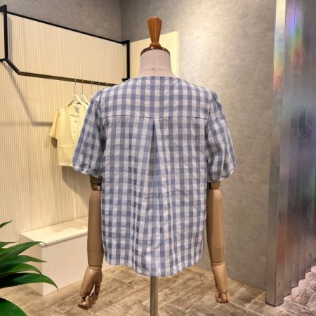 체크 패턴 레이스 라인 블라스