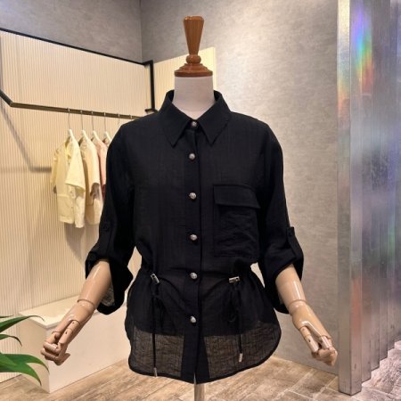 롤업 소매 스트링 카라 자켓