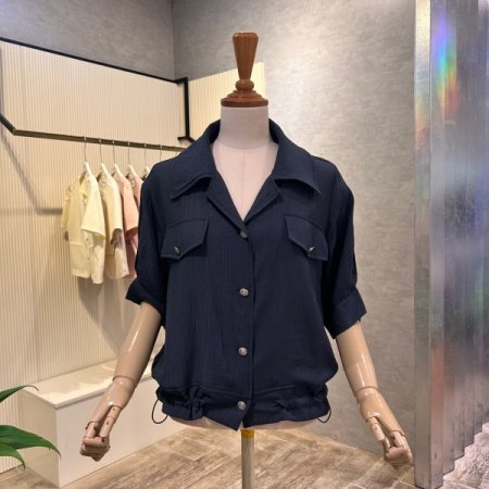 카라 단추 스트링 자켓