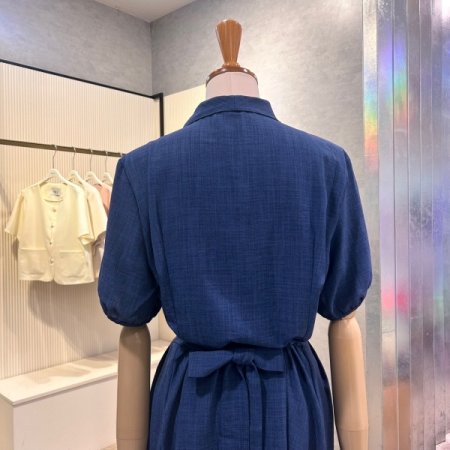 스트랩 카라 플리츠 롱 원피스