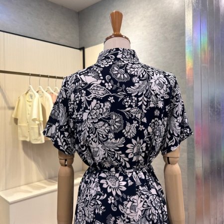 단추 프린트 스트랩 원피스