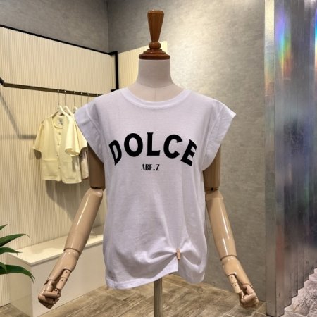 레터링 캡소매 티셔츠