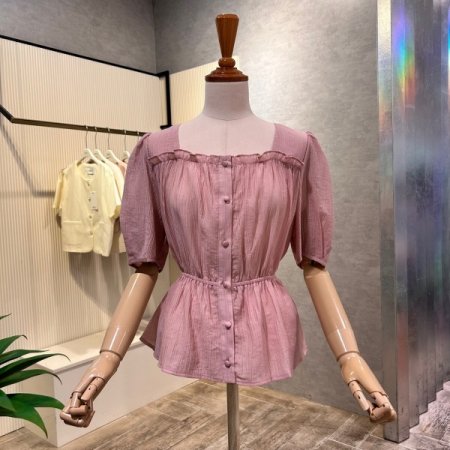 프릴 스퀘어넥 밴딩 블라우스