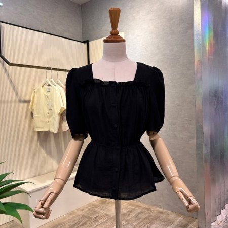 프릴 스퀘어넥 밴딩 블라우스
