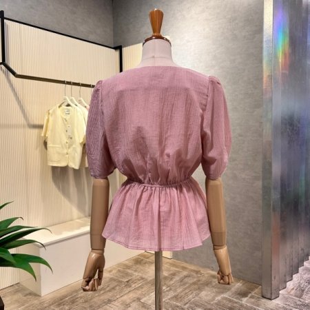 프릴 스퀘어넥 밴딩 블라우스