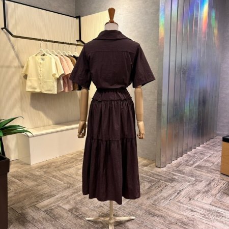 스트랩 플리츠 라인 카라 원피스