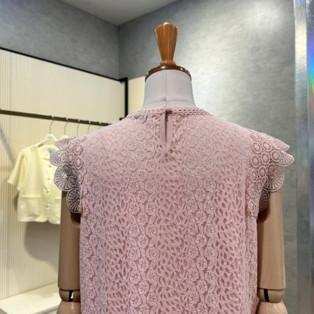 시스루 레이스 프릴 민소매 블라우스