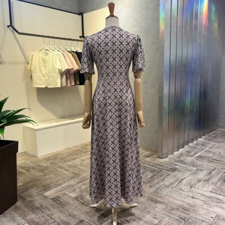 플라워 셔링 스트랩 롱 원피스