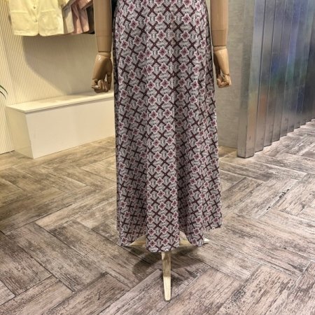 플라워 셔링 스트랩 롱 원피스