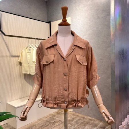 스트링 카라 단추 자켓