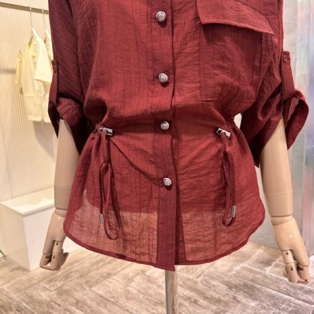 스트링 롤업 소매 카라 자켓