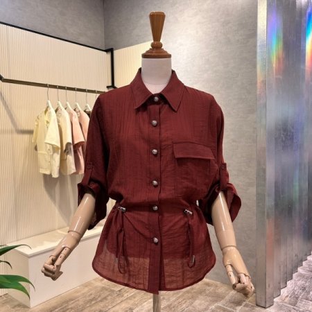 카라 스트링 롤업 소매 자켓