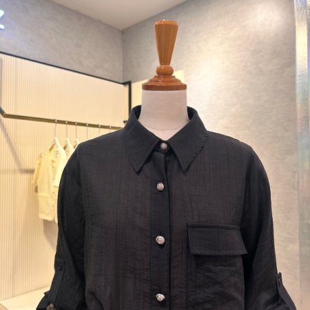 카라 스트링 롤업 소매 자켓