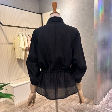 카라 스트링 롤업 소매 자켓