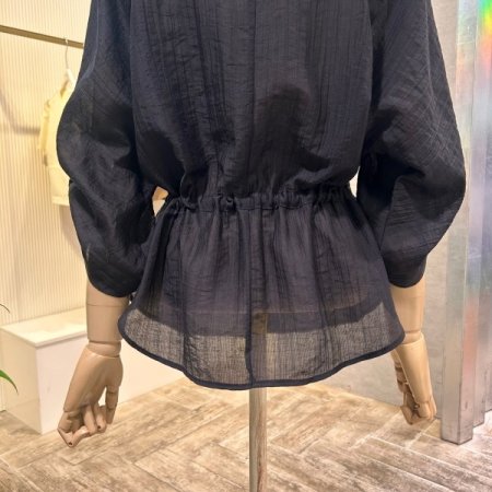 카라 스트링 롤업 소매 자켓