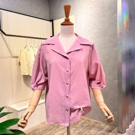 세일러 카라 셔링 반팔 블라우스