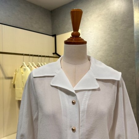 세일러 카라 셔링 반팔 블라우스