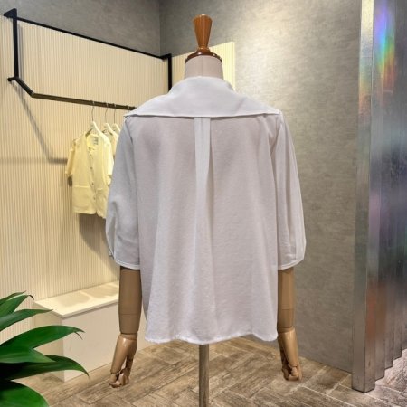 세일러 카라 셔링 반팔 블라우스