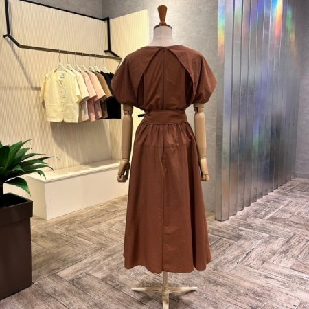 백밴딩 벨티드 롱 원피스