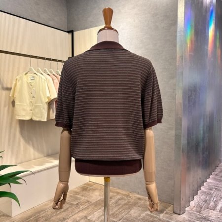 스트라이프 카라 니트