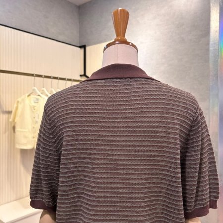 스트라이프 카라 니트