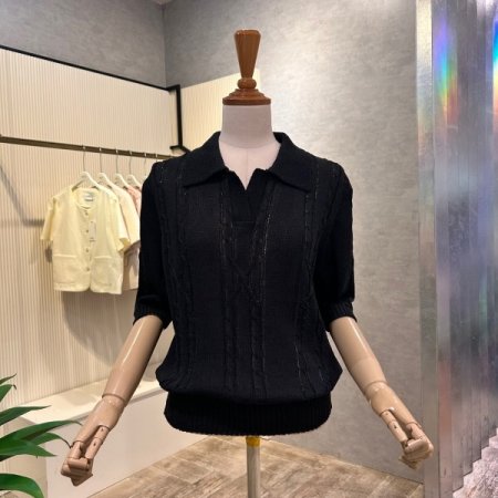 꽈배기 카라 니트