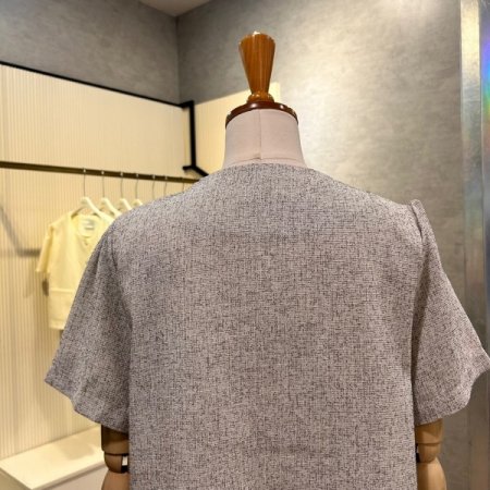 크롭 V넥 단추 반팔 자켓