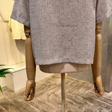 크롭 V넥 단추 반팔 자켓