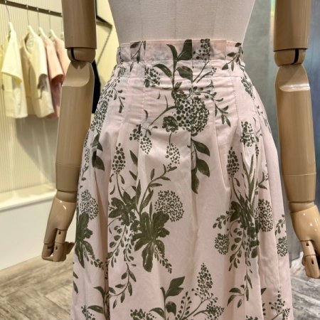 프린트 백밴딩 셋업 스커트