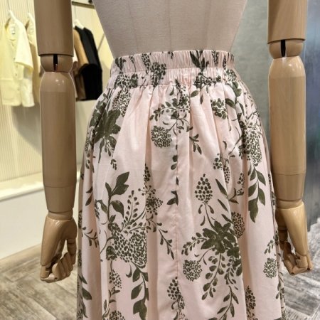 프린트 백밴딩 셋업 스커트